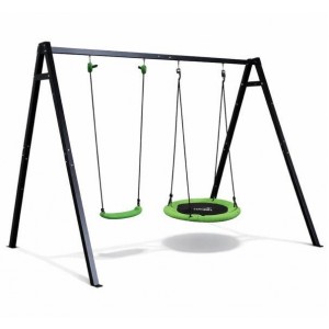 Vaikiškos plieninės sodo sūpynės, gandro lizdas + sūpynės 2in1